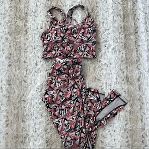 Pink brushstroke CRZ bra and leggings set